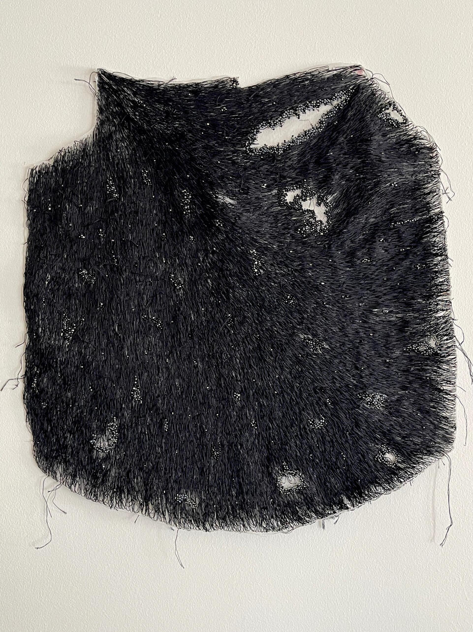 Fragile gothic”, 2024. Hand embroidery on tulle, 59x56 cm