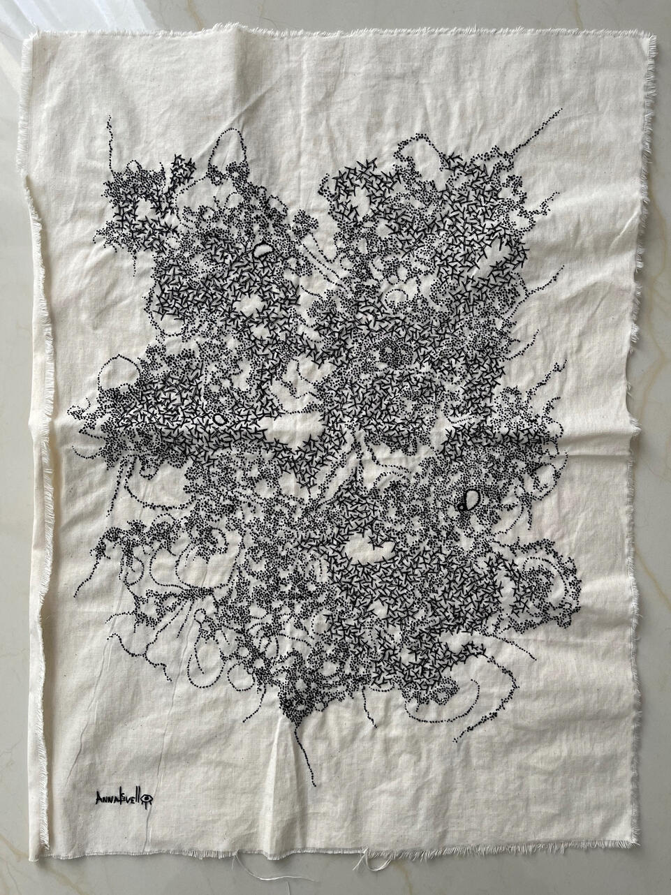 Untitled, 2025. Hand embroidery on linen, size 43x57 cm