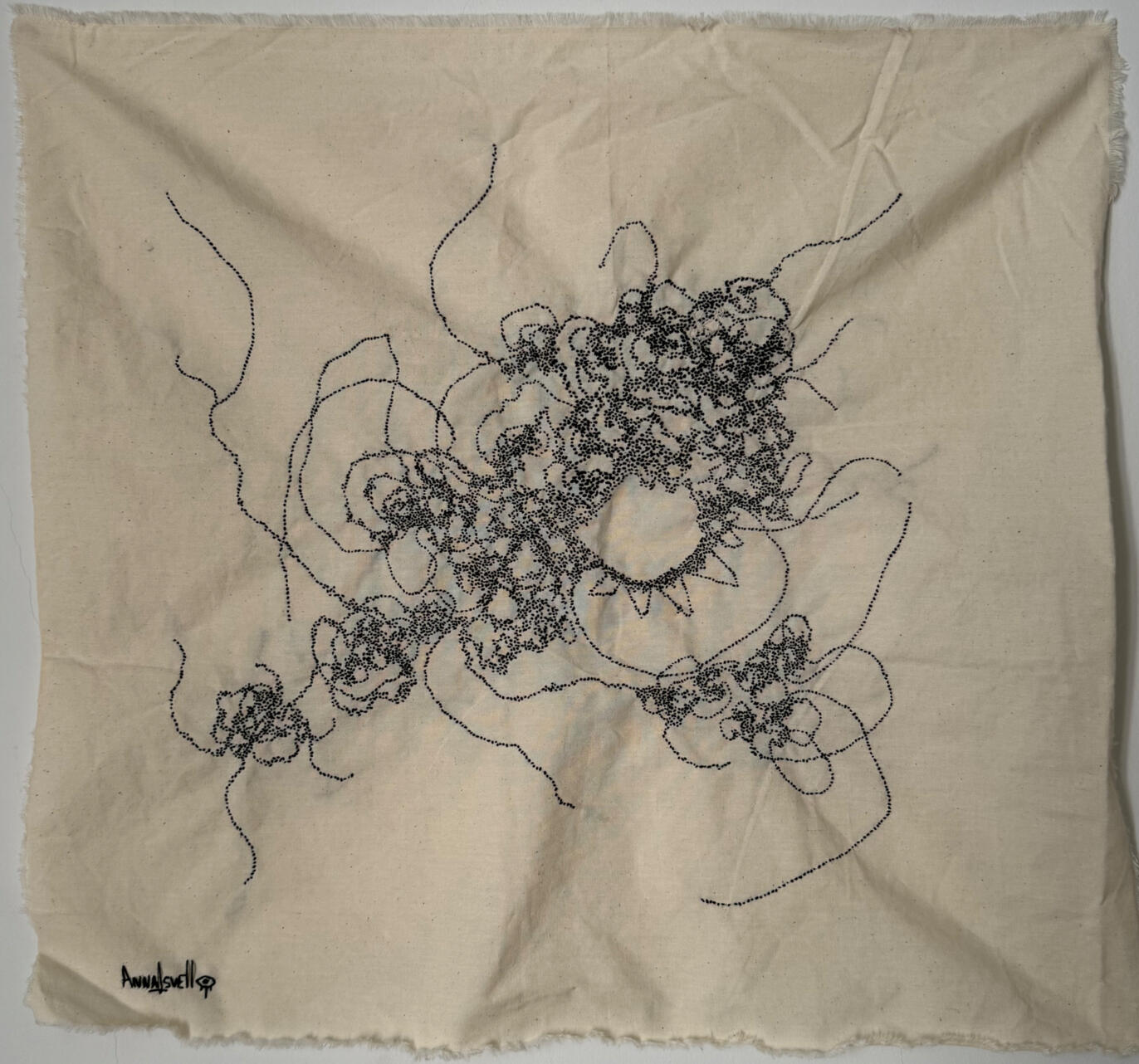 "Morning star", 2026. Hand embroidery on linen, size 52x47cm / 20.4"x18.5"