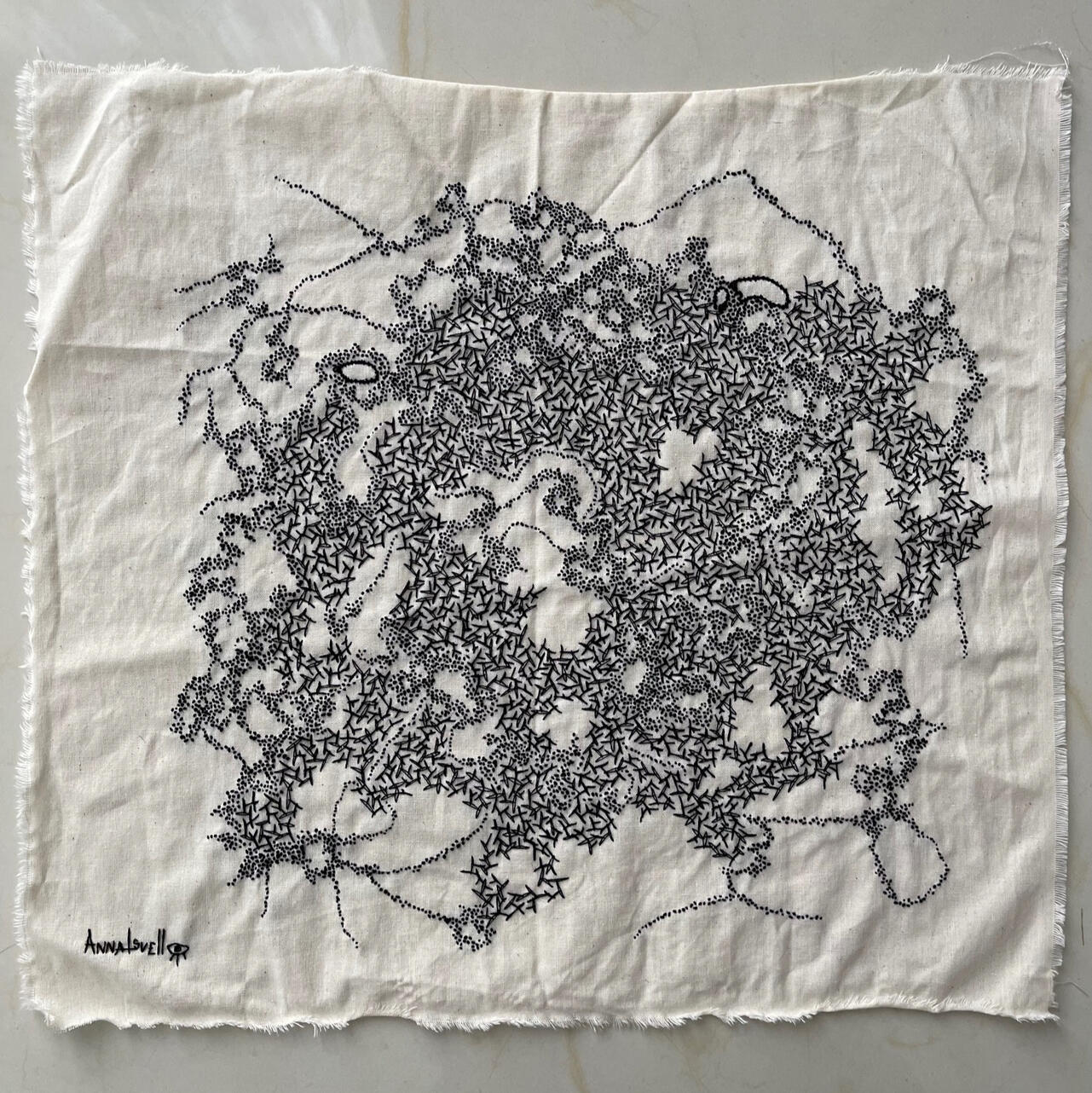 Untitled, 2025. Hand embroidery on linen, size 40x37cm