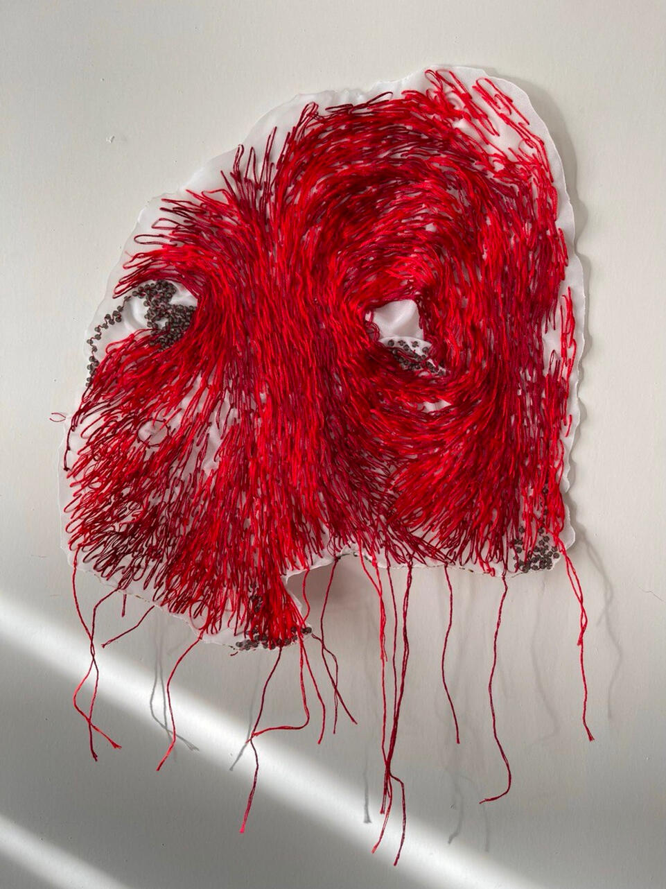 “Sacré-Cœur”,2023. Hand embroidery on transparent fabric, size 28x25 cm